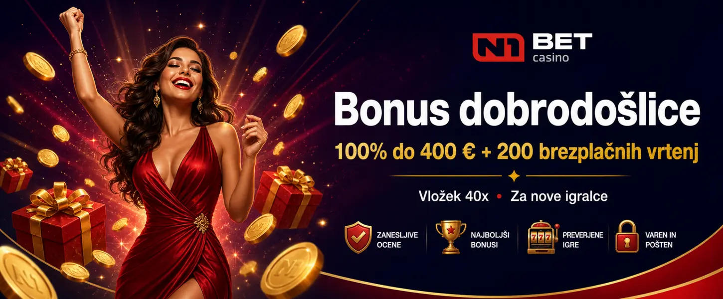 N1Bet Casino bonus dobrodošlice – 100% do 400 € in 200 brezplačnih vrtenj za nove igralce